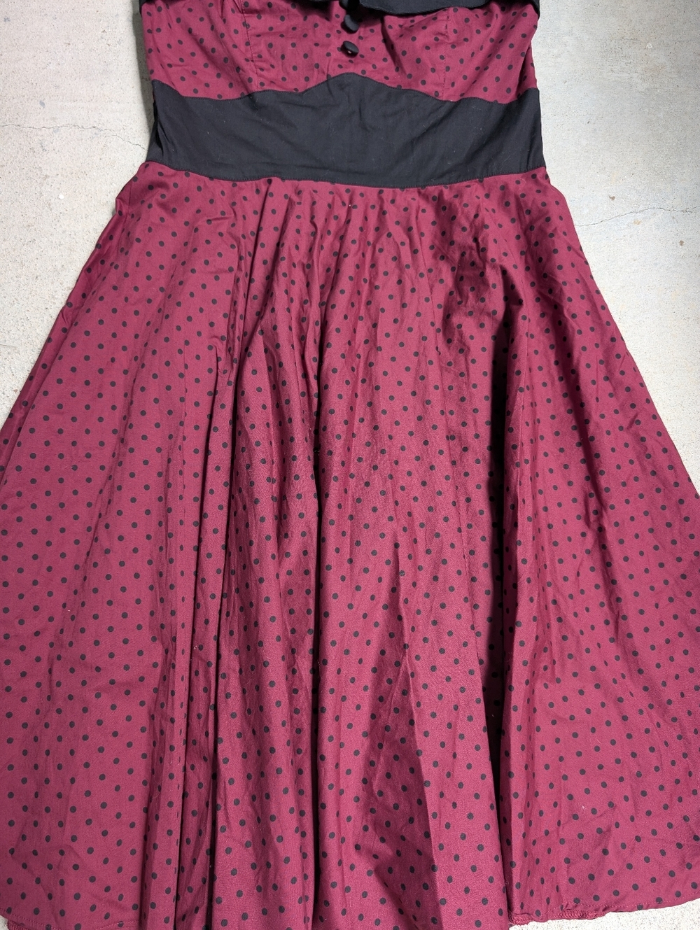 Hell Bunny Vixen Ashley Burgundy Black Polka Dot Fit & Flare Dress - Picture 7 of 11